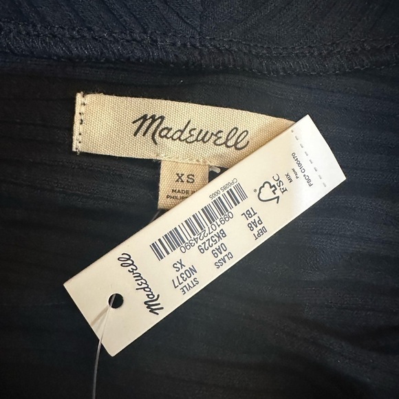 Madewell Variegated Rib Boxy Polo Shirt Black XS - Picture 6 of 8